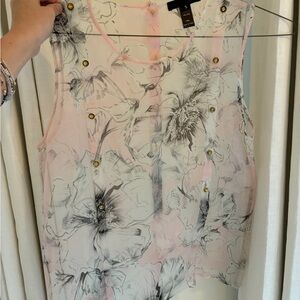 Elegant Floral Sheer Blouse in Pink and Black